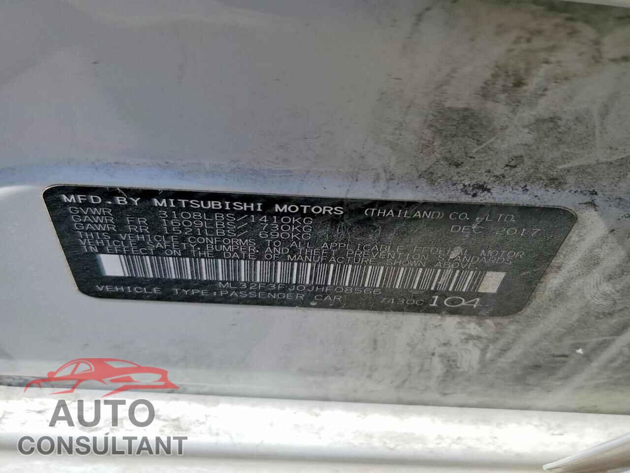 MITSUBISHI MIRAGE 2018 - ML32F3FJ0JHF08566