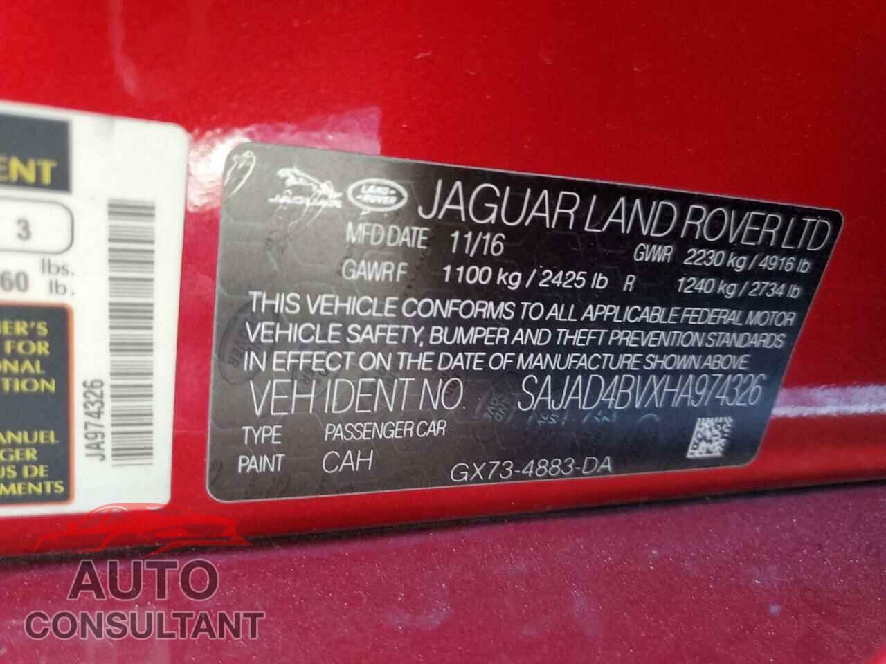 JAGUAR XE 2017 - SAJAD4BVXHA974326