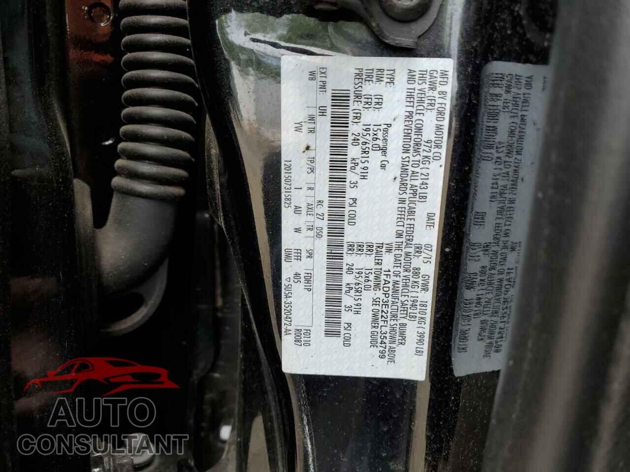 FORD FOCUS 2015 - 1FADP3E22FL354799