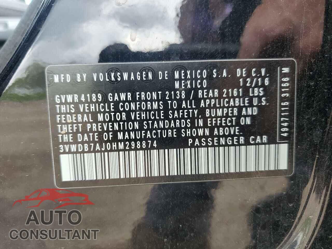 VOLKSWAGEN JETTA 2017 - 3VWDB7AJ0HM298874