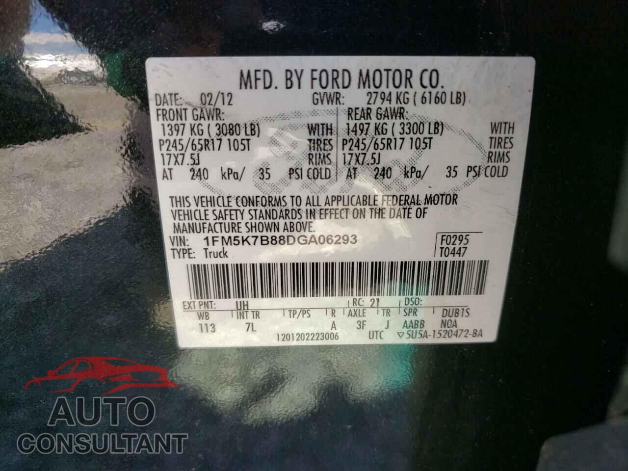 FORD EXPLORER 2013 - 1FM5K7B88DGA06293