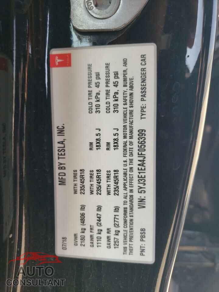 TESLA MODEL 3 2018 - 5YJ3E1EA4JF056399