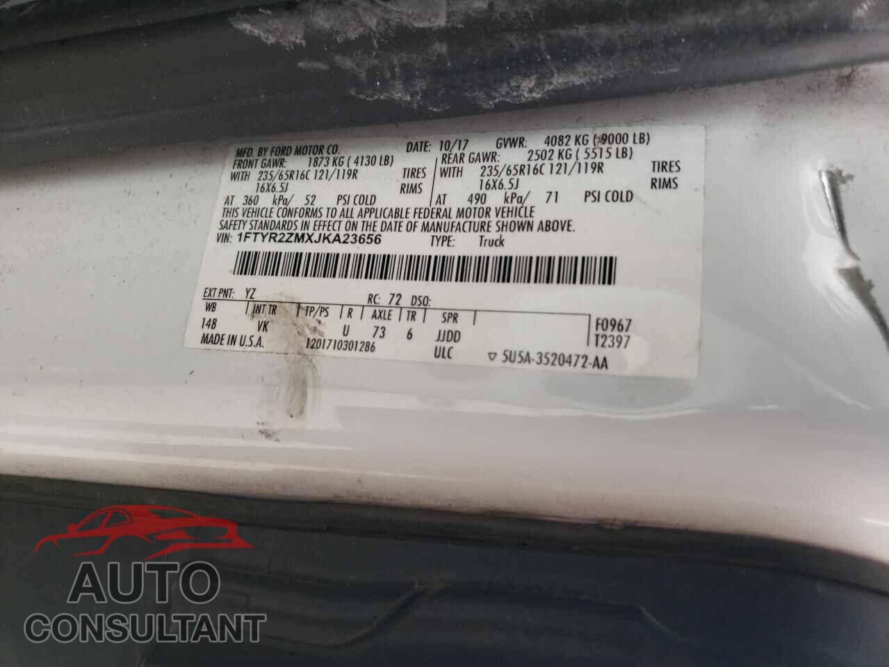 FORD TRANSIT 2018 - 1FTYR2ZMXJKA23656