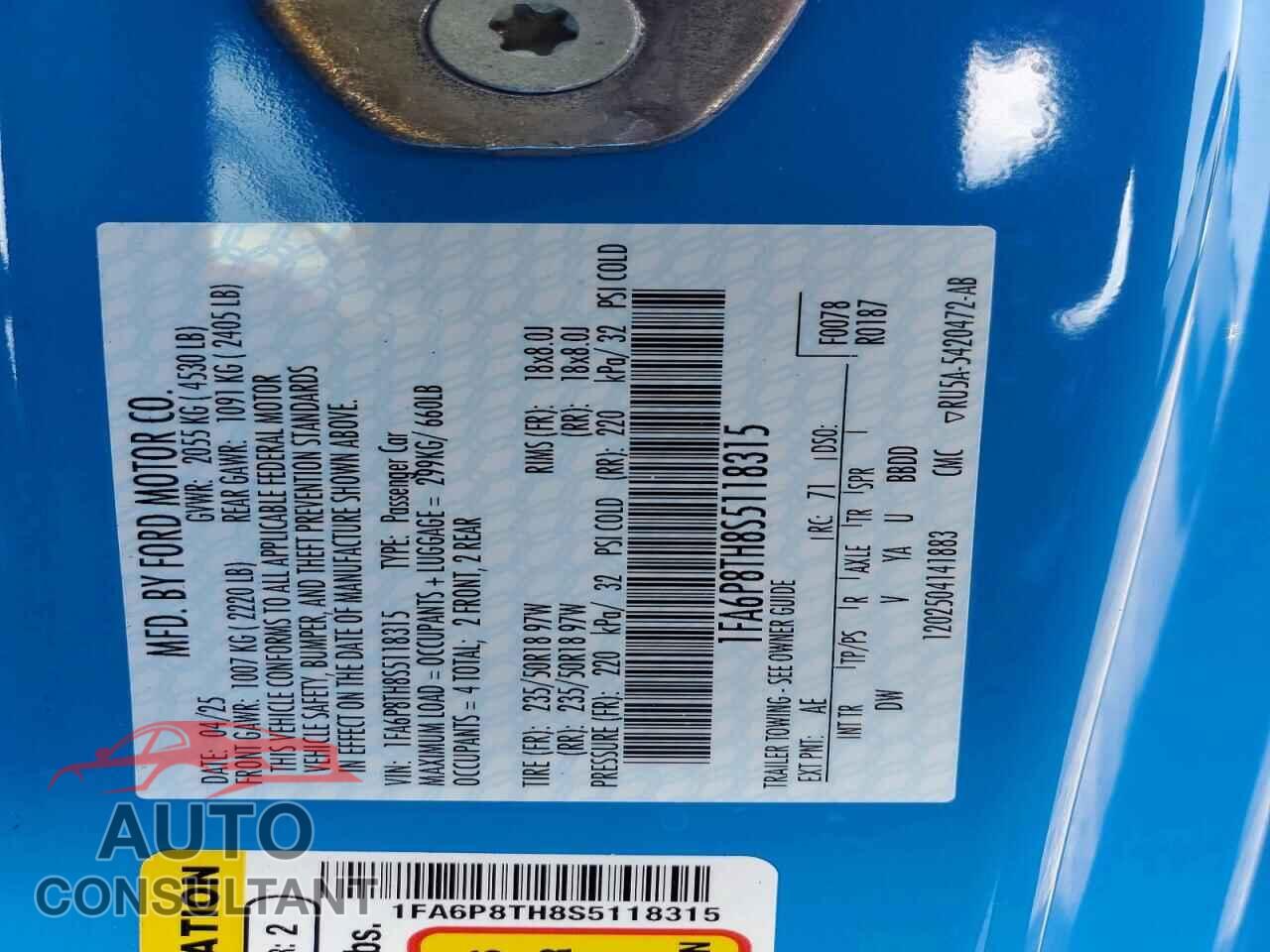 FORD MUSTANG 2025 - 1FA6P8TH8S5118315