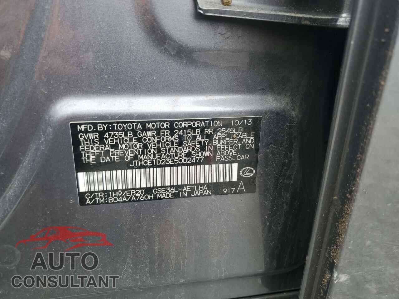 LEXUS IS 2014 - JTHCE1D23E5002477