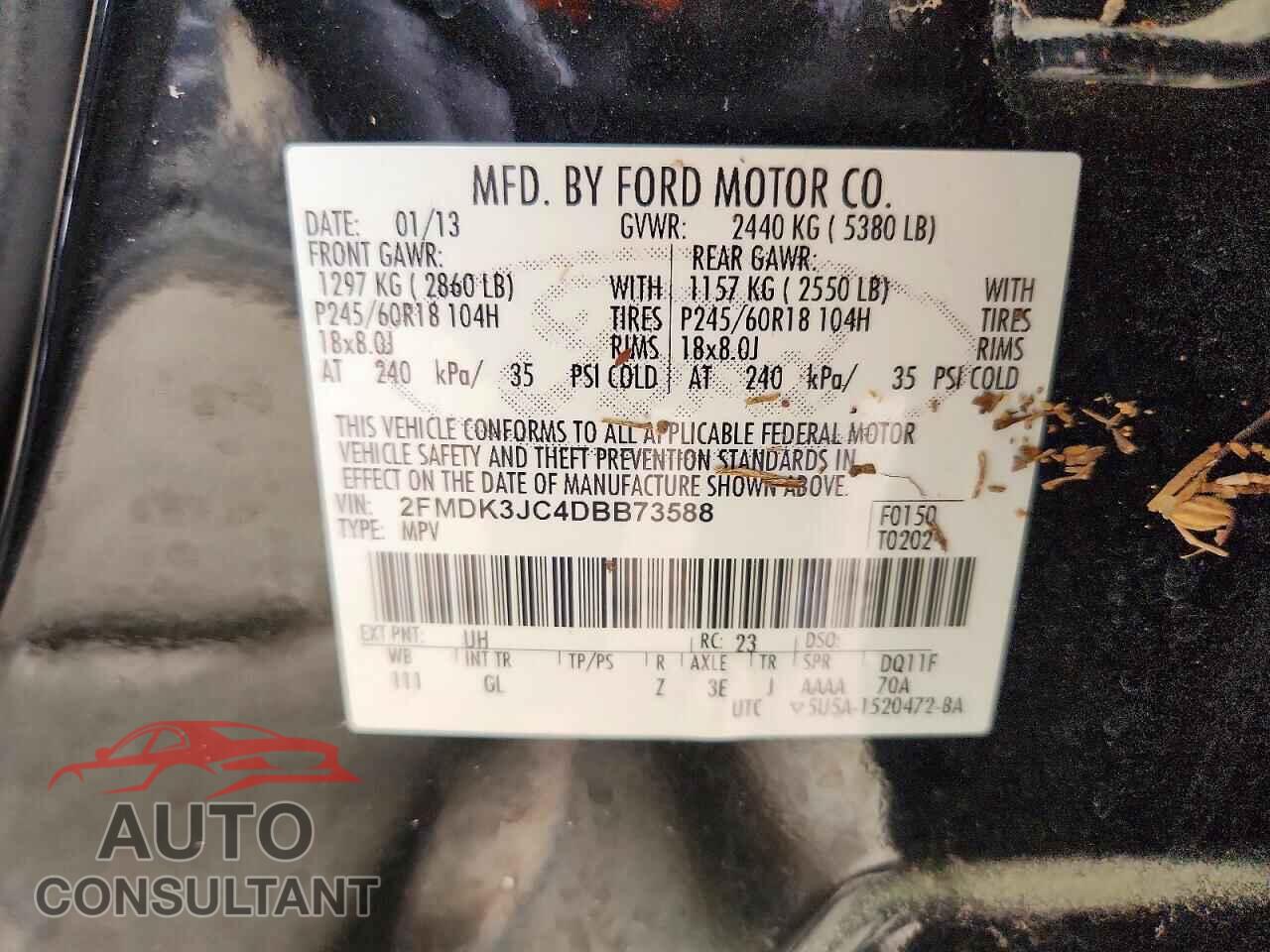 FORD EDGE 2013 - 2FMDK3JC4DBB73588