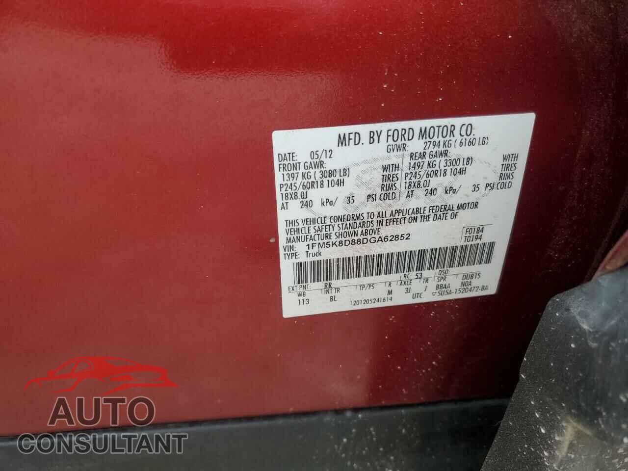 FORD EXPLORER 2013 - 1FM5K8D88DGA62852