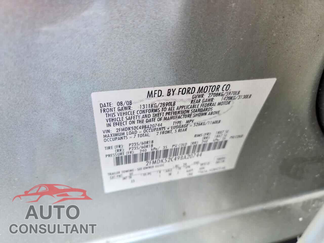 FORD FLEX 2009 - 2FMDK52C49BA20744