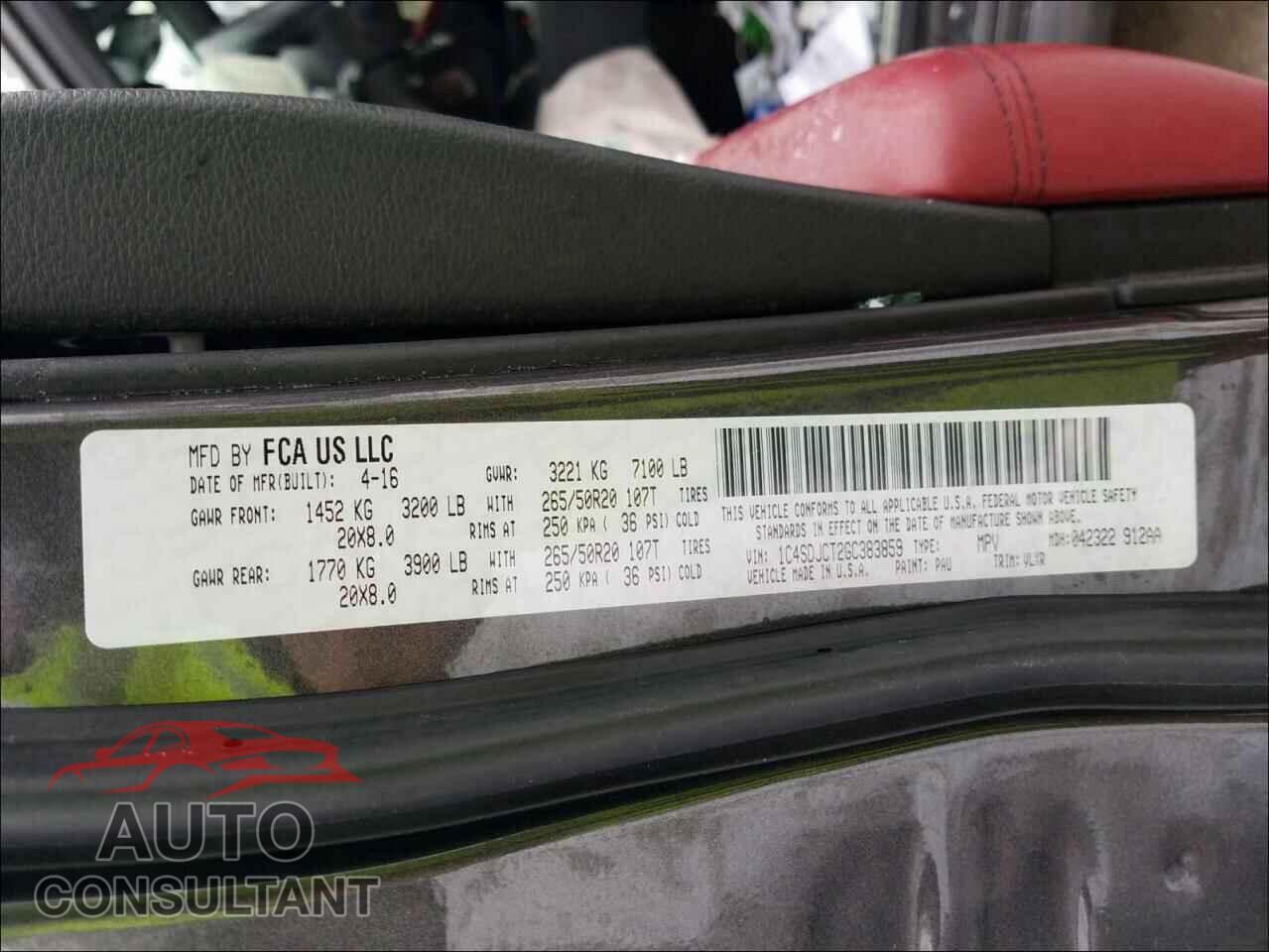 DODGE DURANGO 2016 - 1C4SDJCT2GC383859