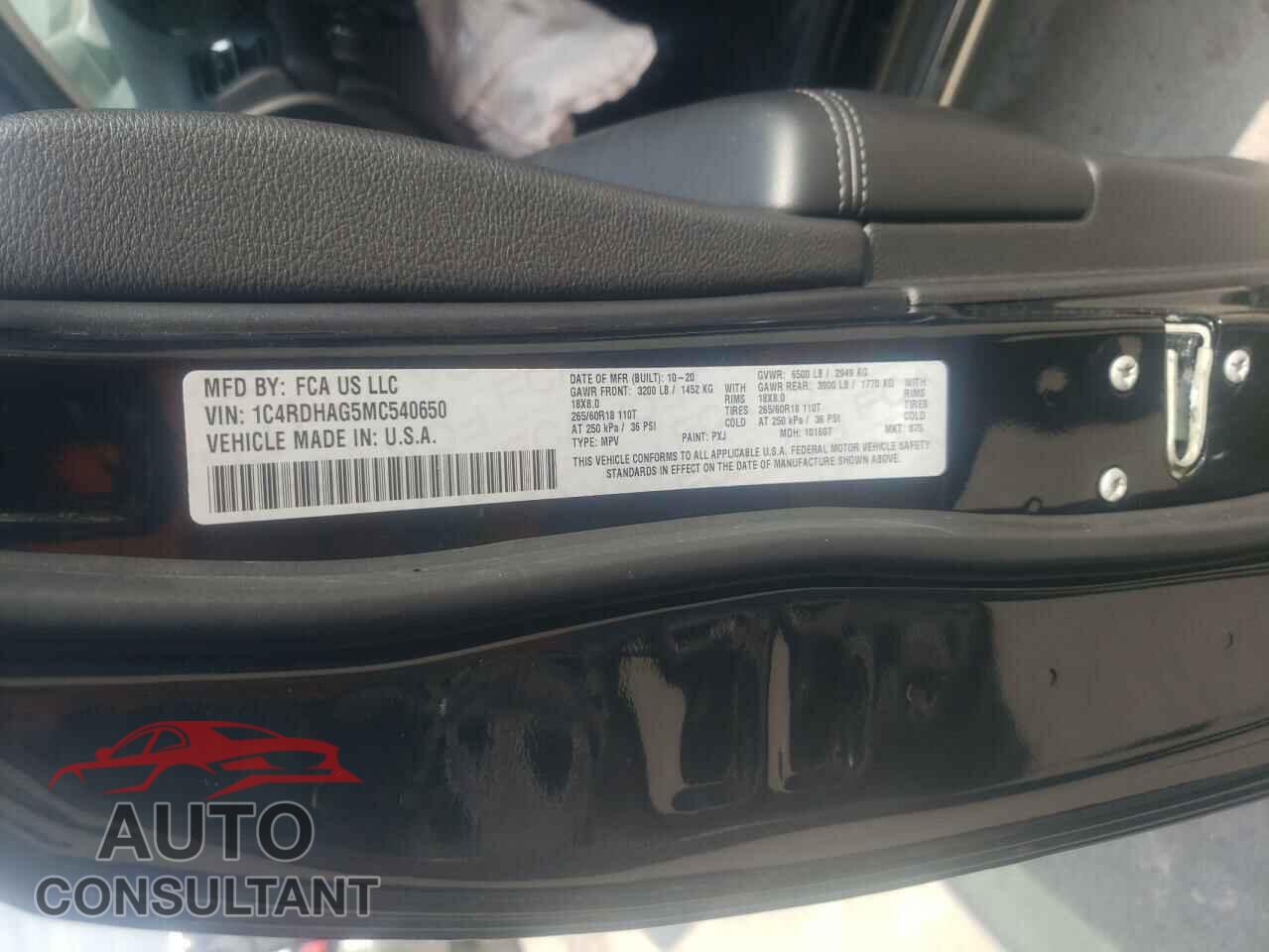 DODGE DURANGO 2021 - 1C4RDHAG5MC540650