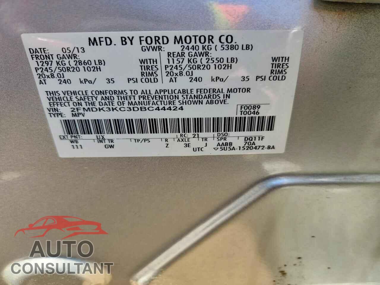 FORD EDGE 2013 - 2FMDK3KC3DBC44424