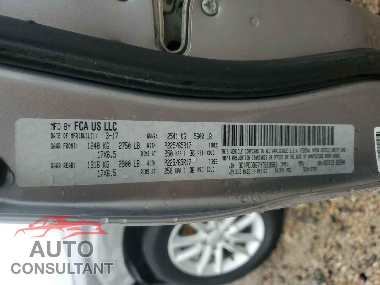 DODGE JOURNEY 2017 - 3C4PDDBG7HT618581