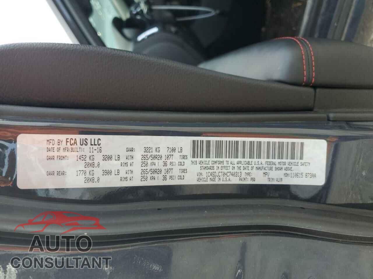 DODGE DURANGO 2017 - 1C4SDJCT0HC740313