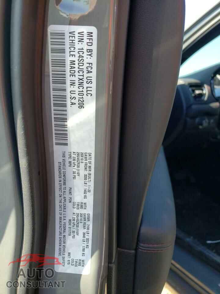 DODGE DURANGO 2022 - 1C4SDJCTXNC101206