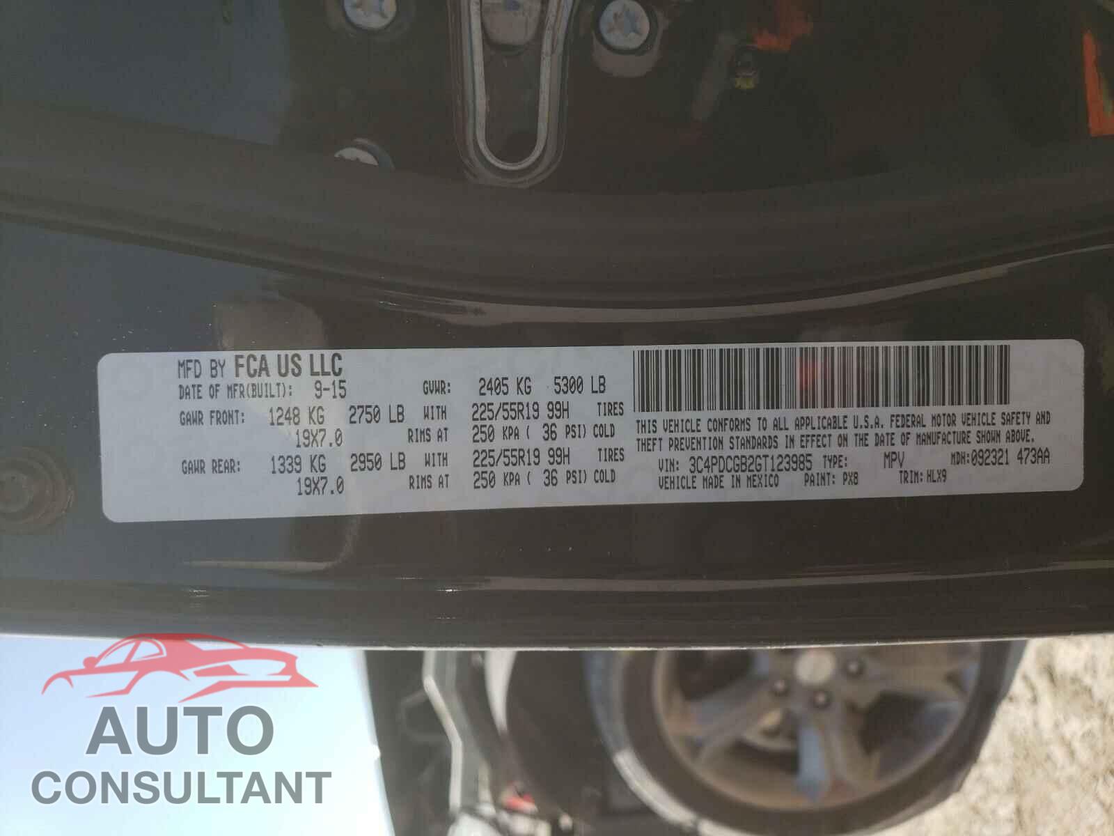 DODGE JOURNEY 2016 - 3C4PDCGB2GT123985