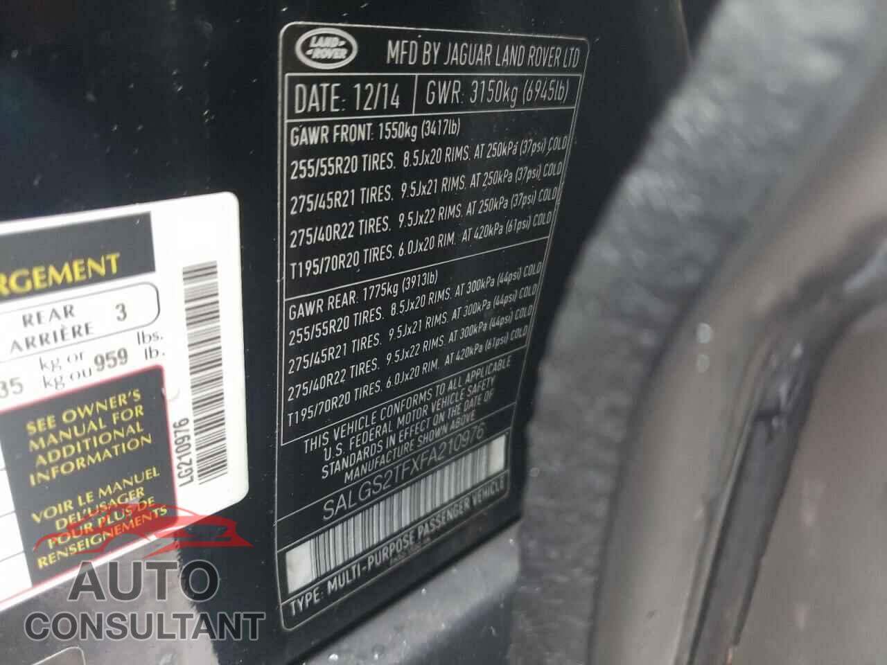 LAND ROVER RANGEROVER 2015 - SALGS2TFXFA210976