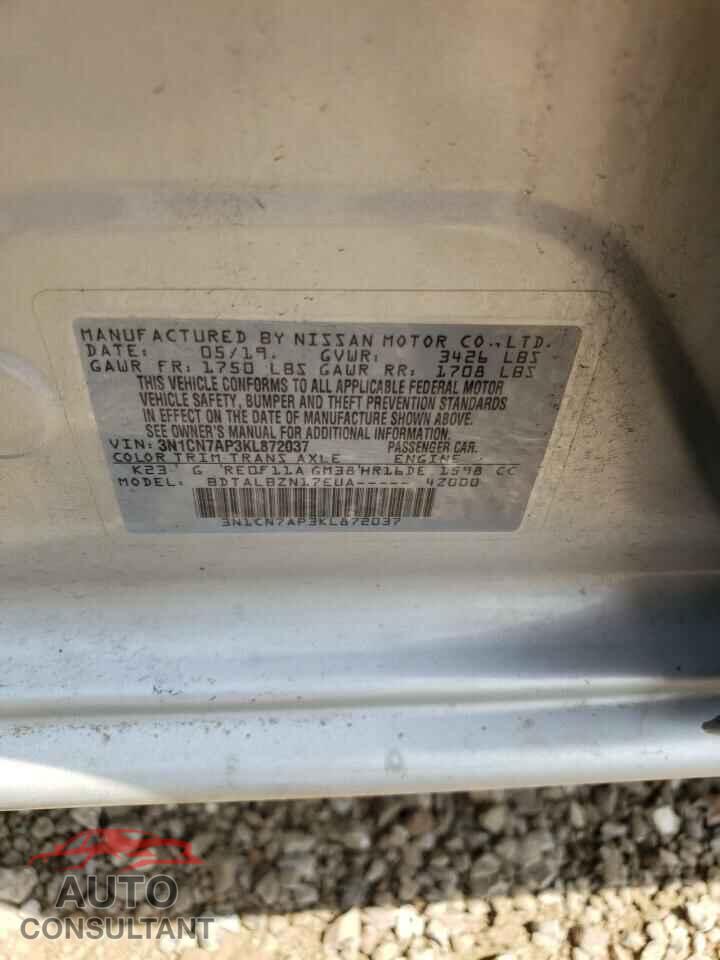 NISSAN VERSA 2019 - 3N1CN7AP3KL872037
