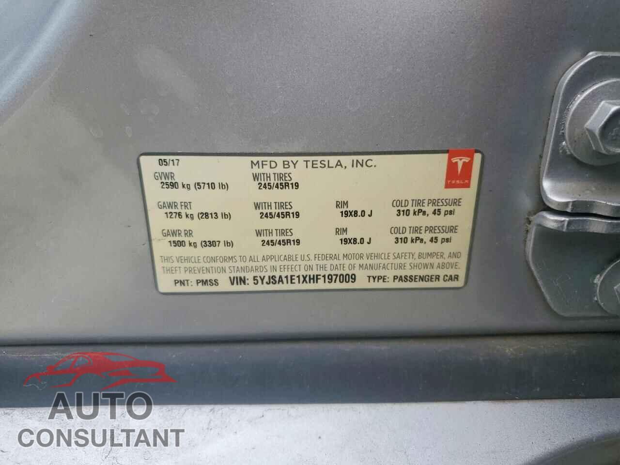 TESLA MODEL S 2017 - 5YJSA1E1XHF197009