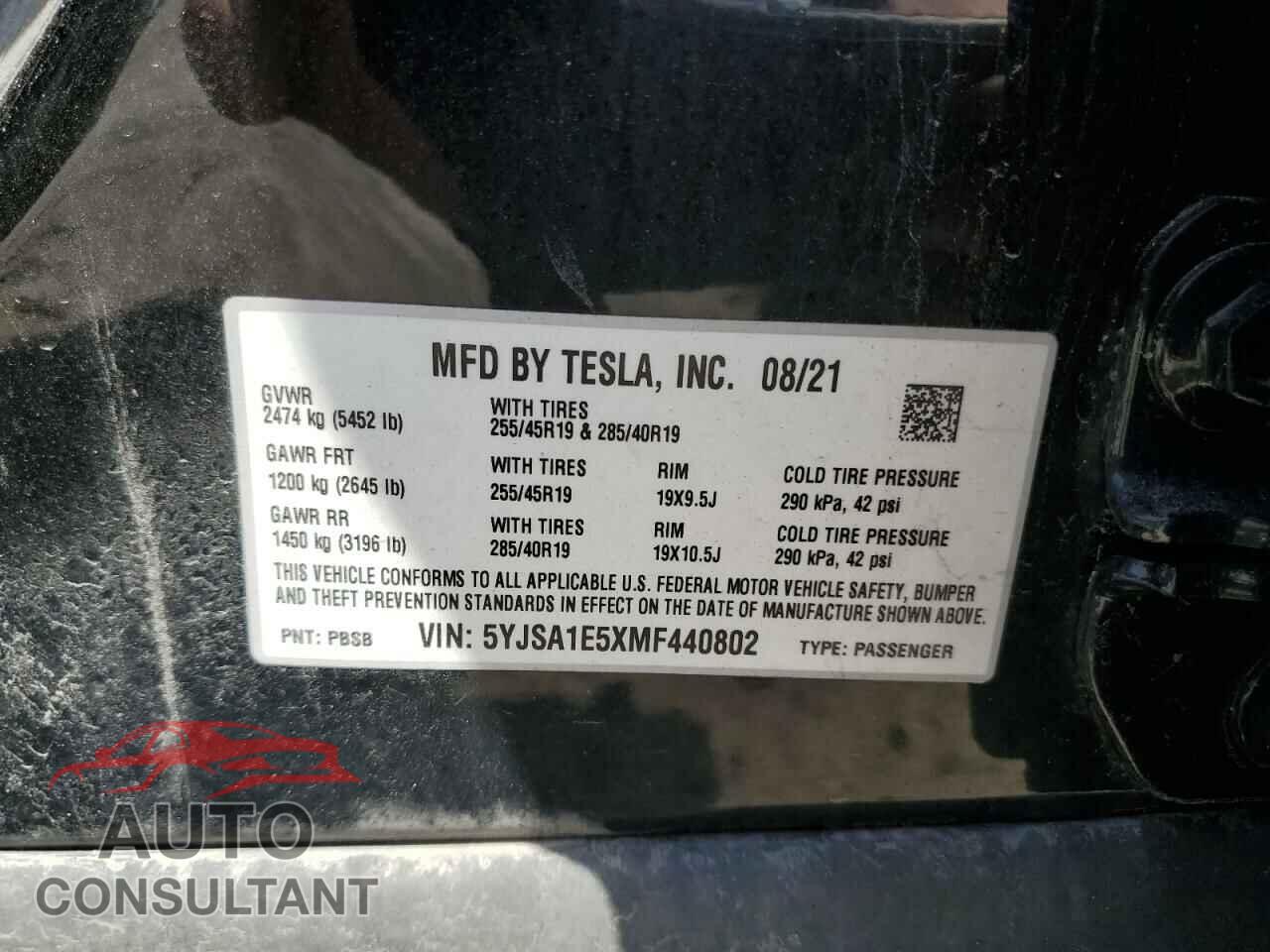 TESLA MODEL S 2021 - 5YJSA1E5XMF440802