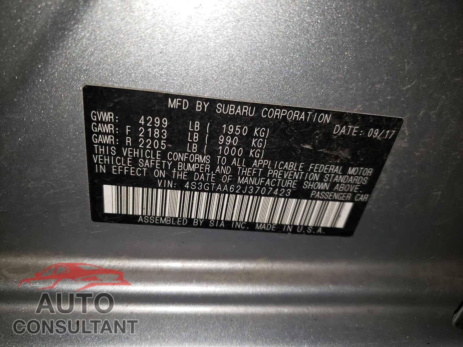SUBARU IMPREZA 2018 - 4S3GTAA62J3707423