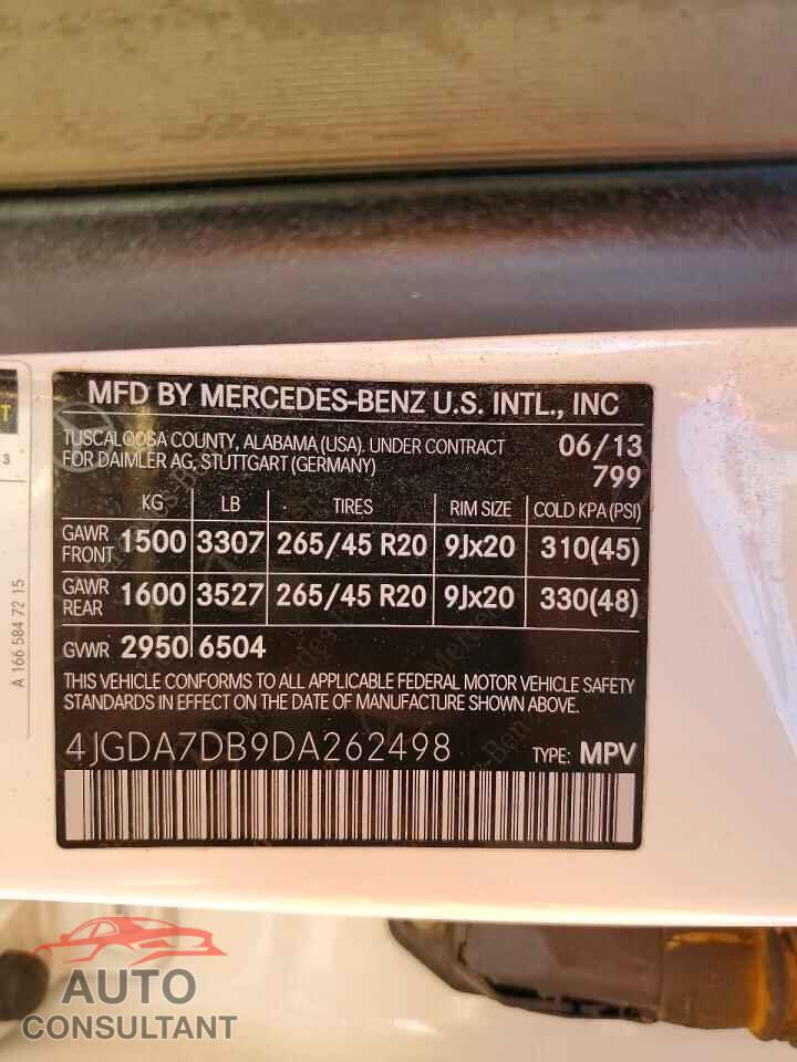 MERCEDES-BENZ M-CLASS 2013 - 4JGDA7DB9DA262498