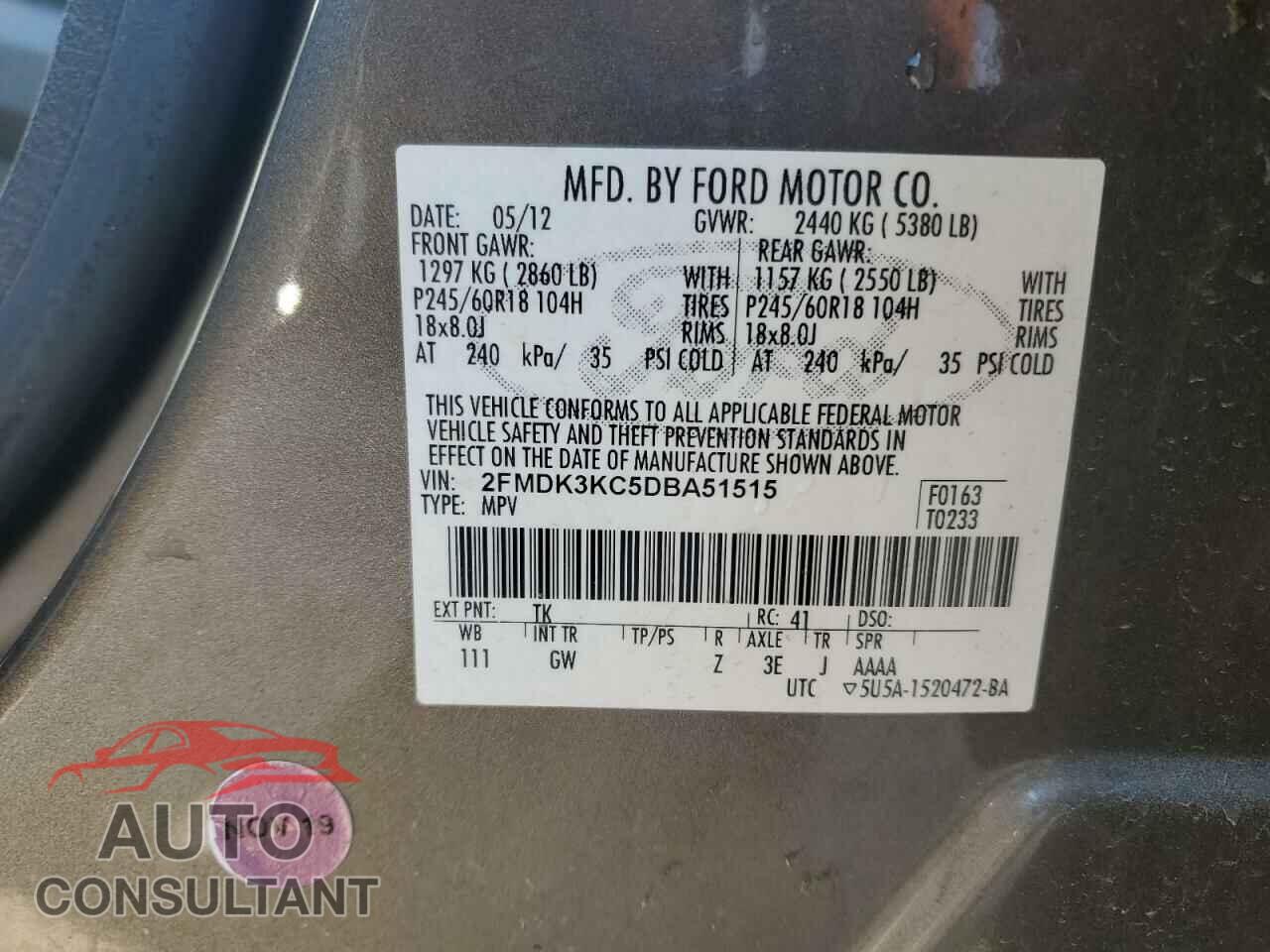FORD EDGE 2013 - 2FMDK3KC5DBA51515