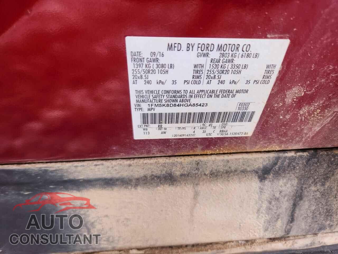 FORD EXPLORER 2017 - 1FM5K8D84HGA85423