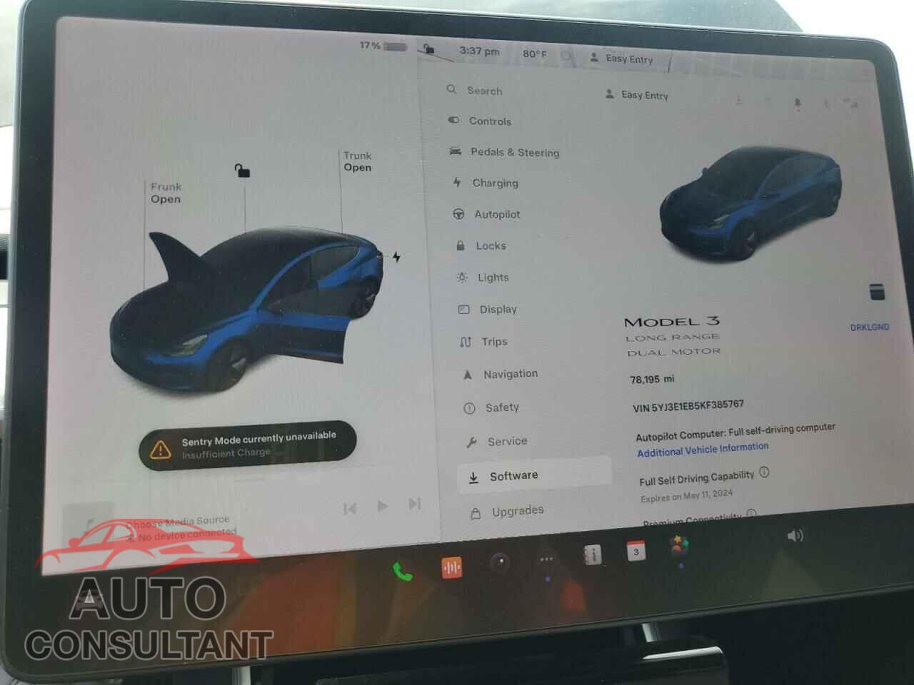 TESLA MODEL 3 2019 - 5YJ3E1EB5KF385767