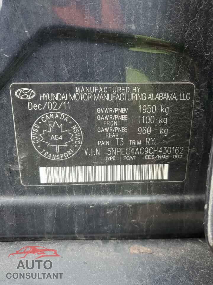 HYUNDAI SONATA 2012 - 5NPEC4AC9CH430162