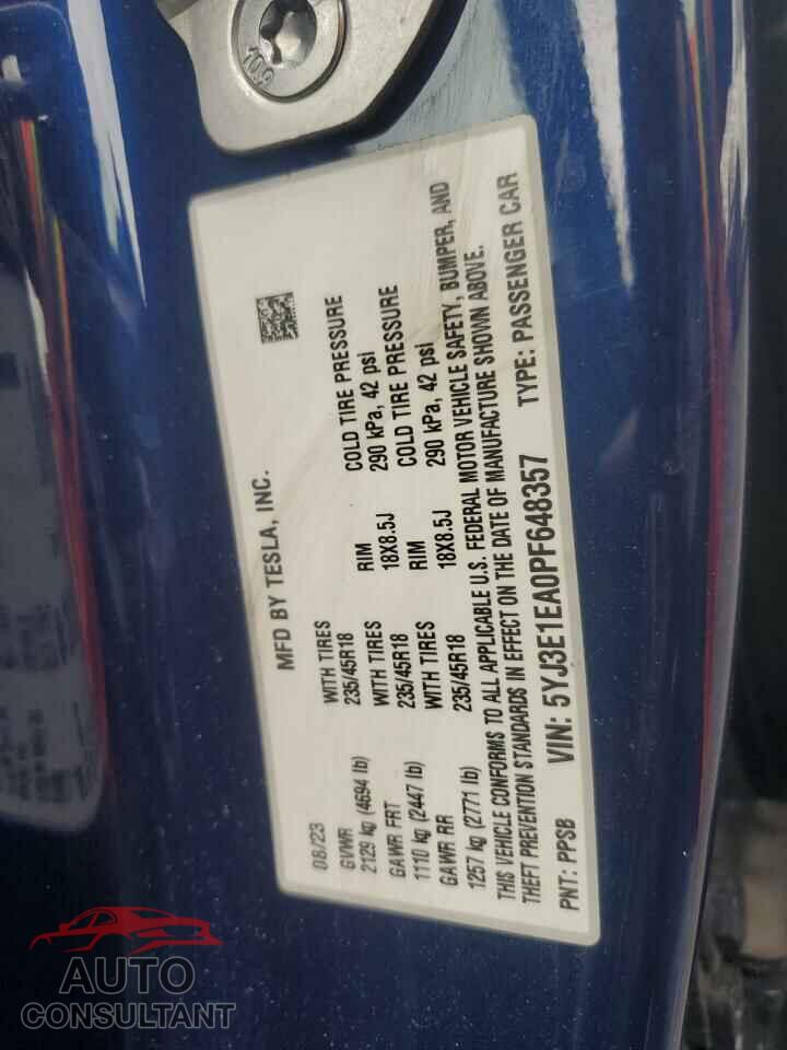TESLA MODEL 3 2023 - 5YJ3E1EA0PF648357
