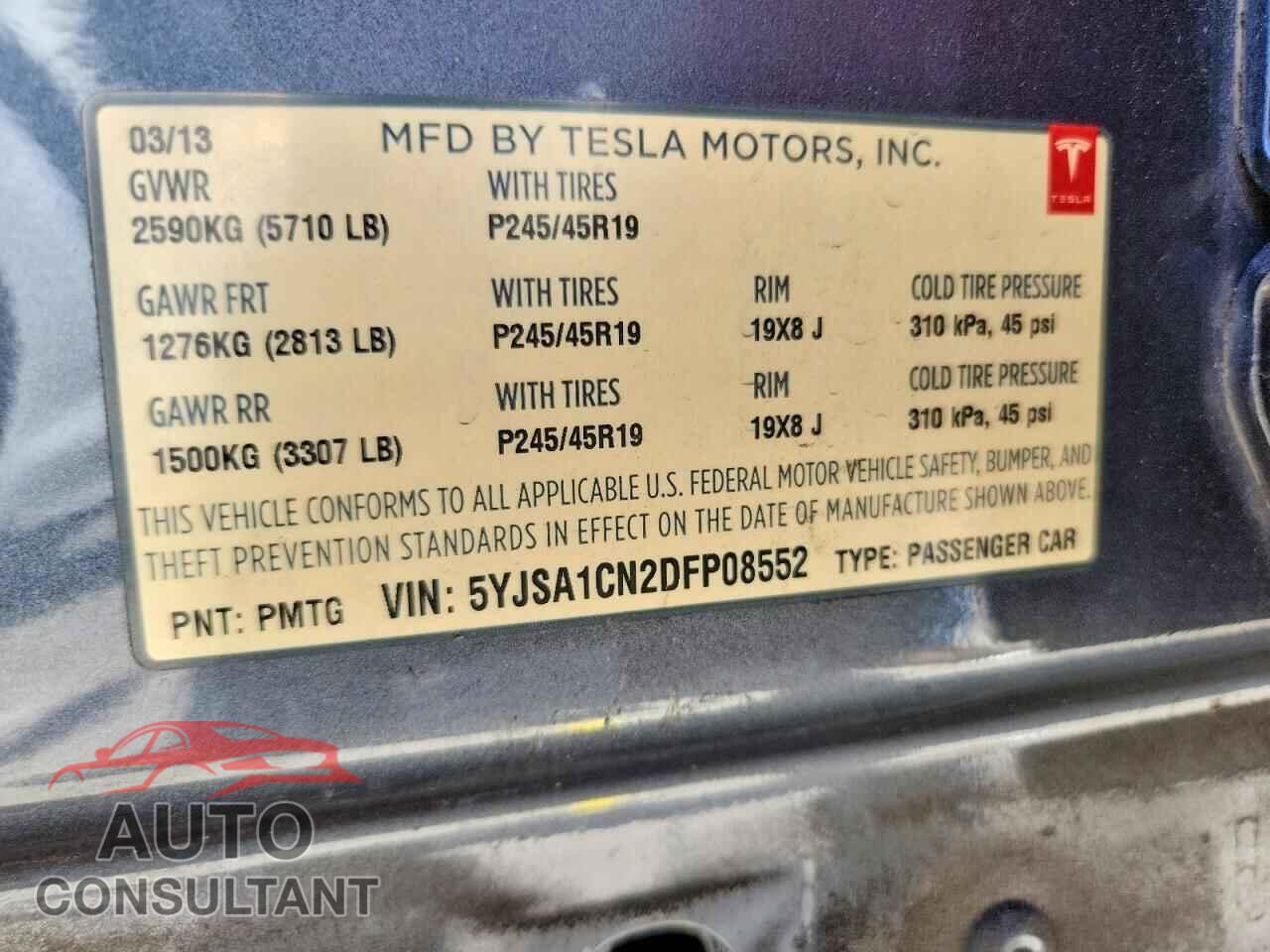 TESLA MODEL S 2013 - 5YJSA1CN2DFP08552
