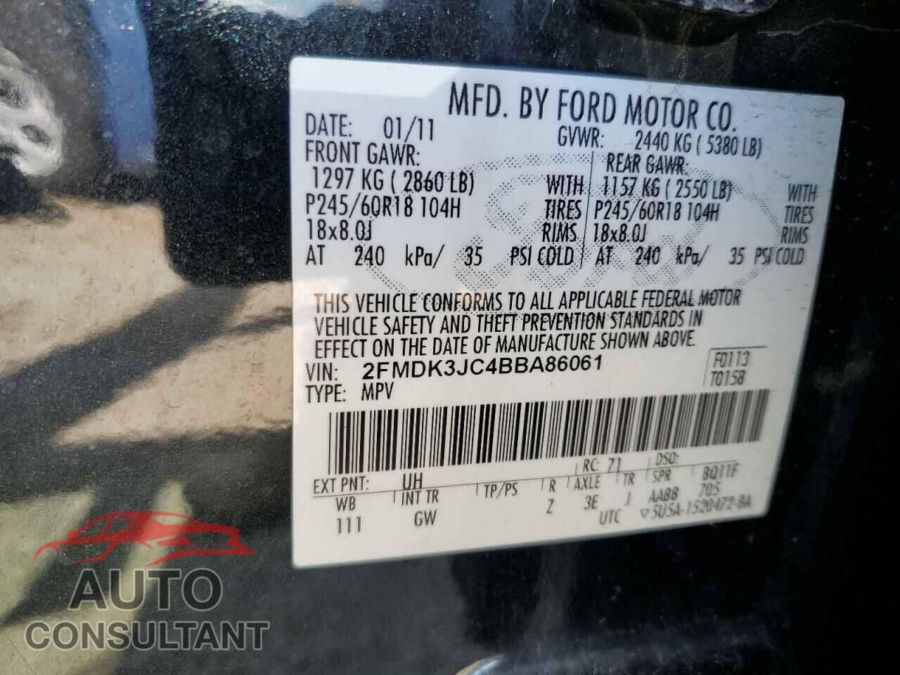 FORD EDGE 2011 - 2FMDK3JC4BBA86061