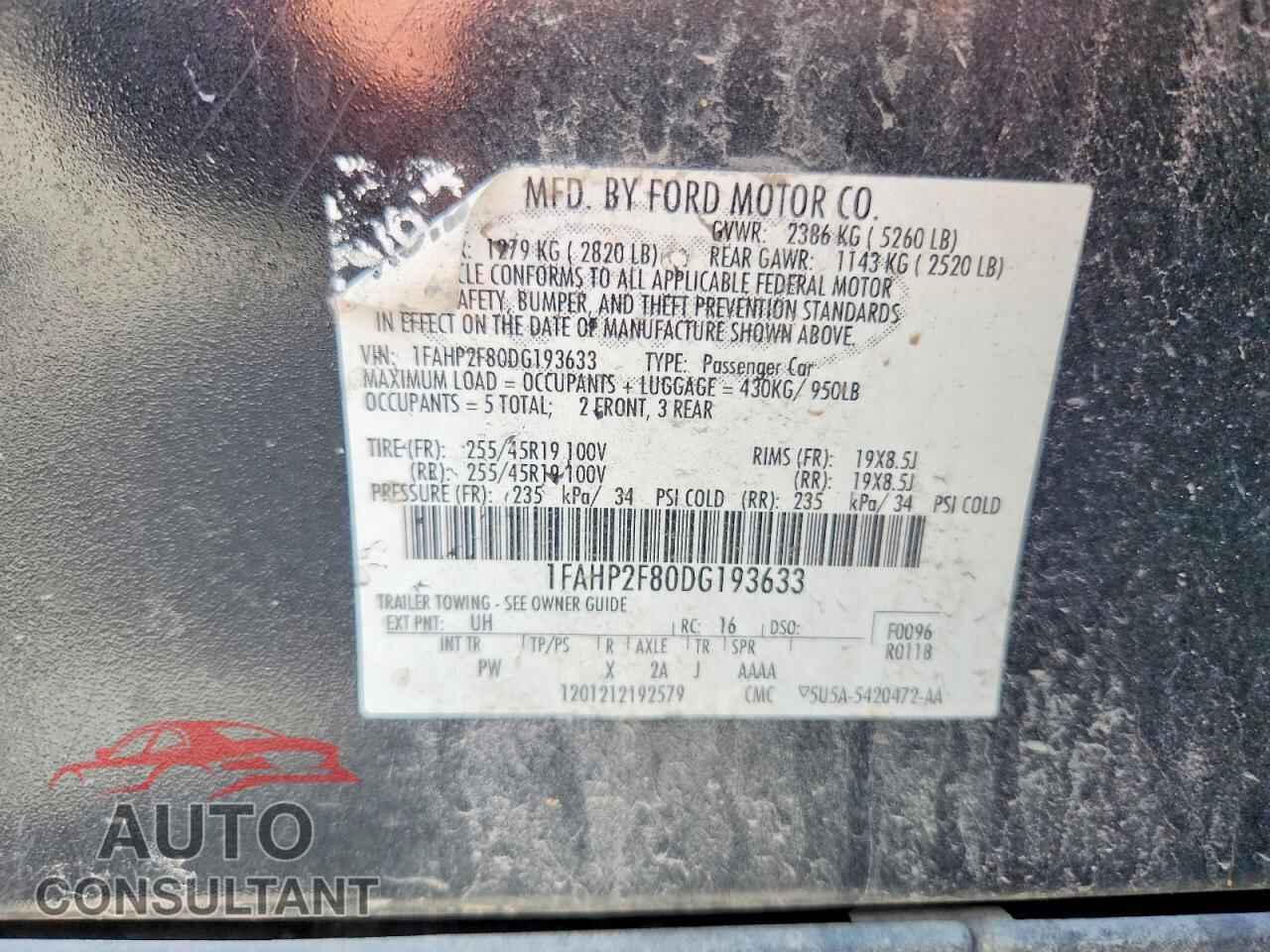 FORD TAURUS 2013 - 1FAHP2F80DG193633