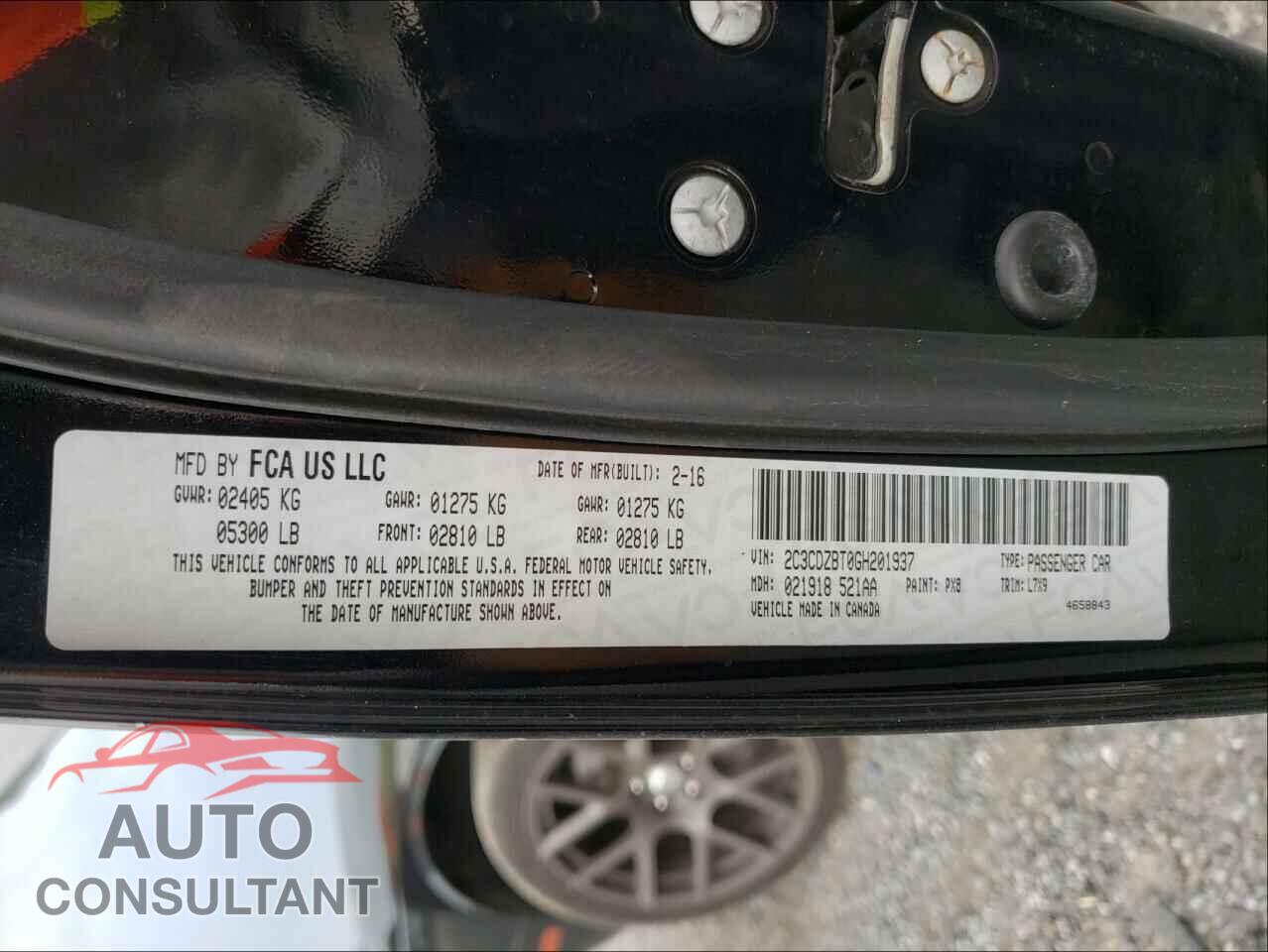 DODGE CHALLENGER 2016 - 2C3CDZBT0GH201937