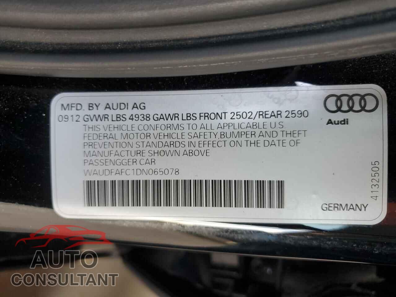 AUDI A6 2013 - WAUDFAFC1DN065078