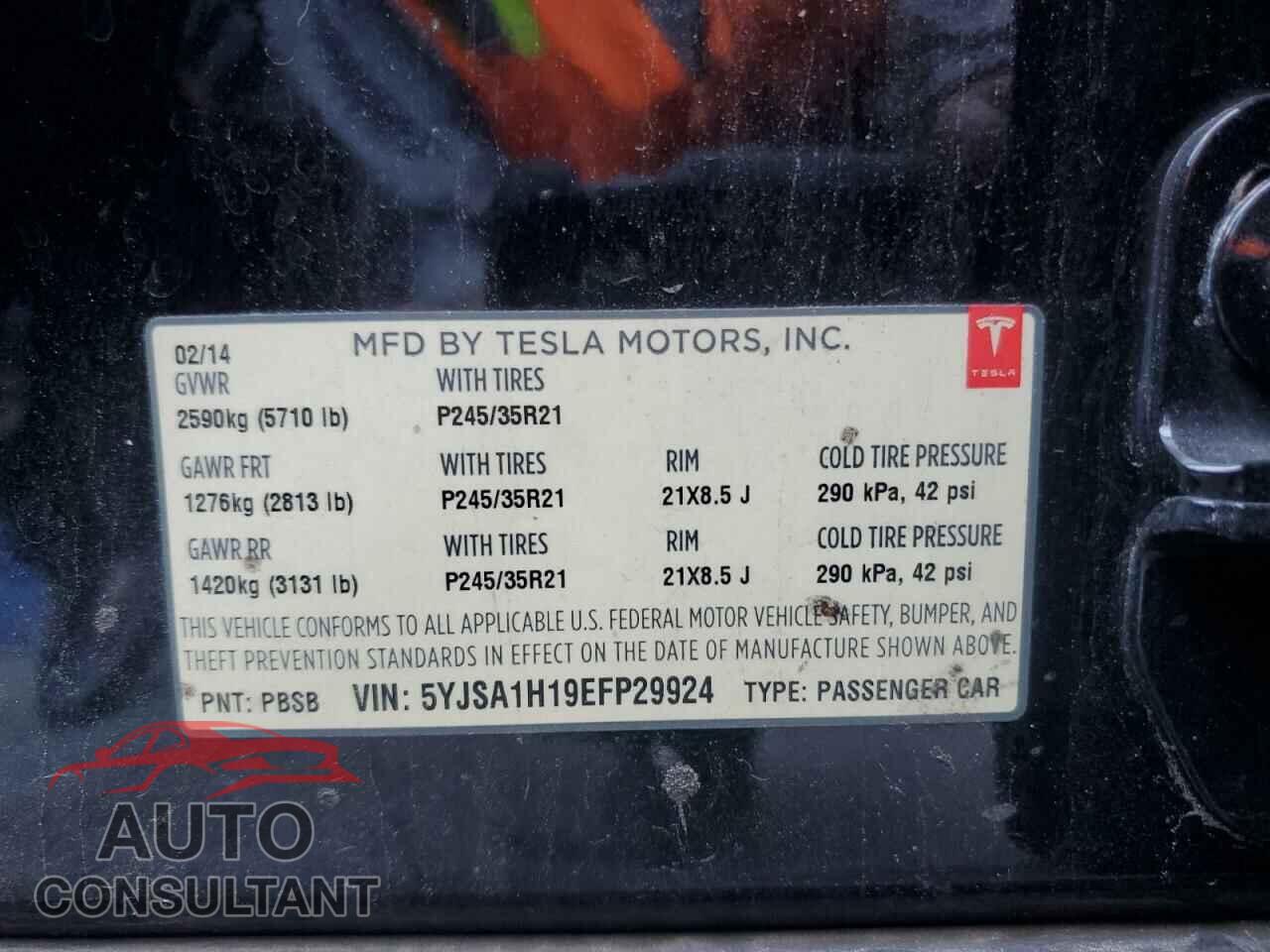 TESLA MODEL S 2014 - 5YJSA1H19EFP29924