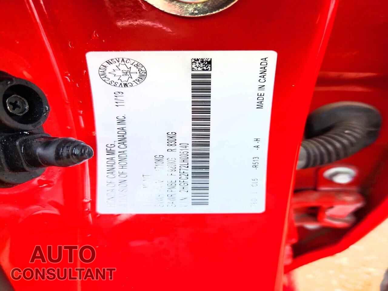 HONDA CIVIC 2020 - 2HGFC2F72LH005140
