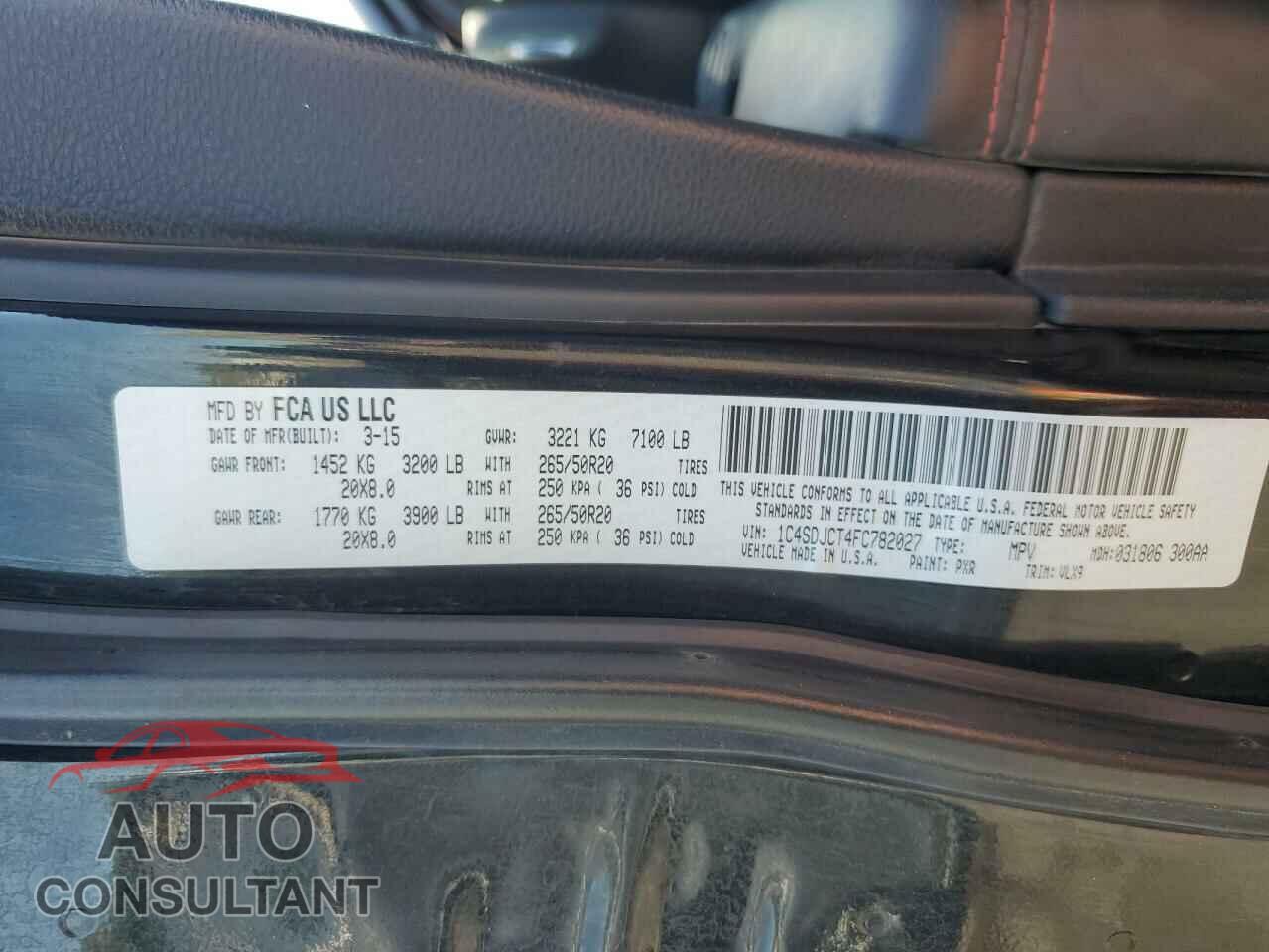 DODGE DURANGO 2015 - 1C4SDJCT4FC782027
