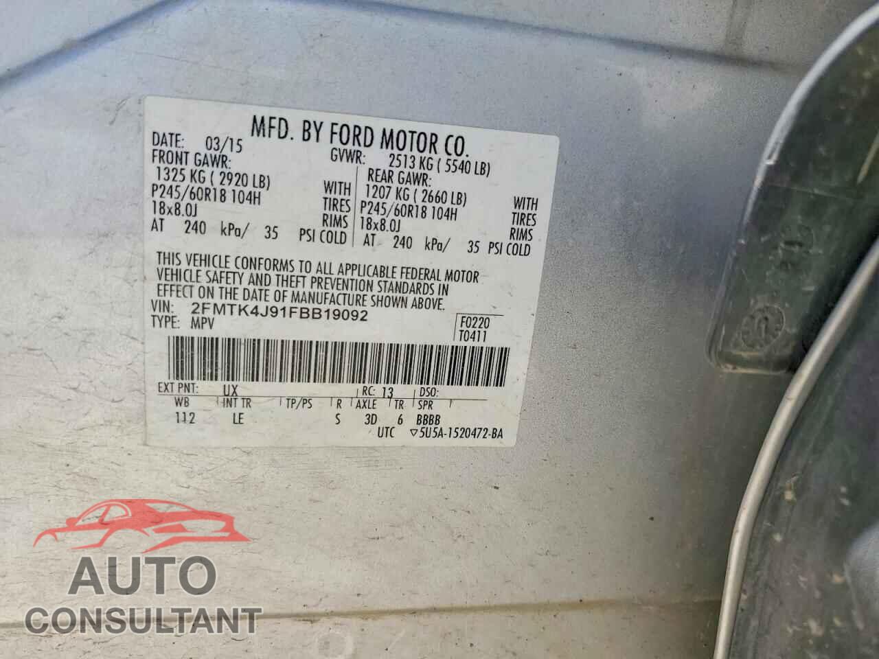 FORD EDGE 2015 - 2FMTK4J91FBB19092