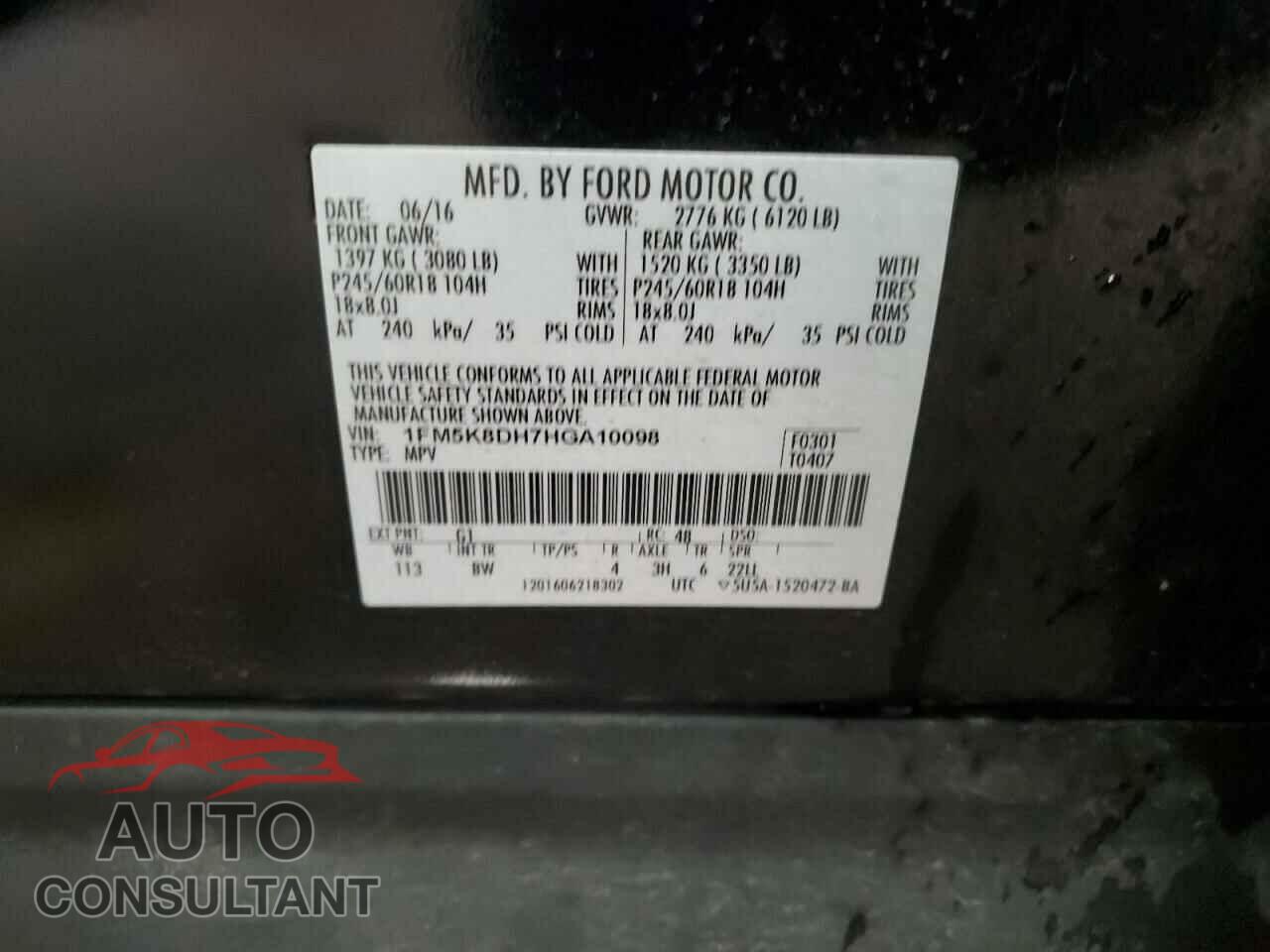 FORD EXPLORER 2017 - 1FM5K8DH7HGA10098