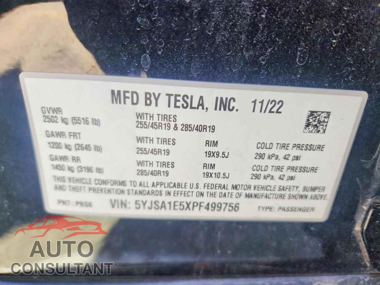 TESLA MODEL S 2023 - 5YJSA1E5XPF499756
