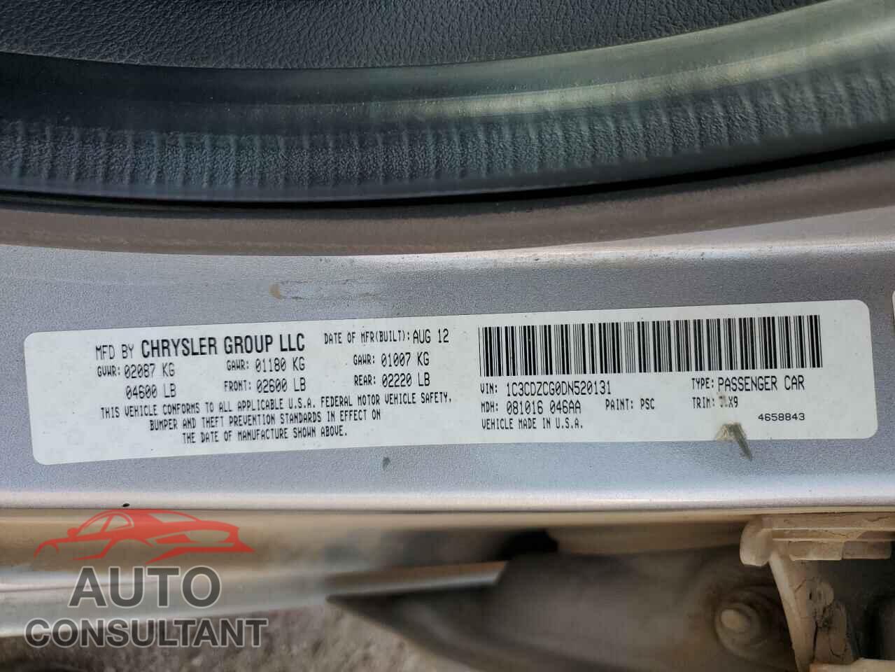 DODGE AVENGER 2013 - 1C3CDZCG0DN520131