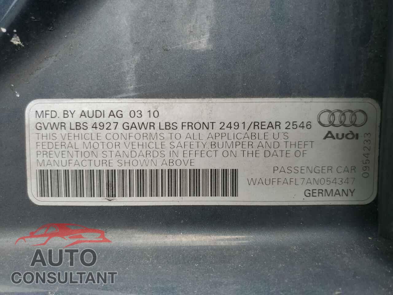 AUDI A4 2010 - WAUFFAFL7AN054347