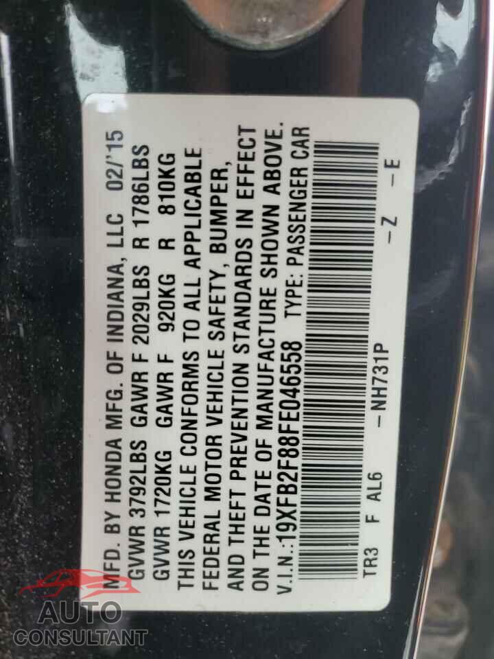 HONDA CIVIC 2015 - 19XFB2F88FE046558