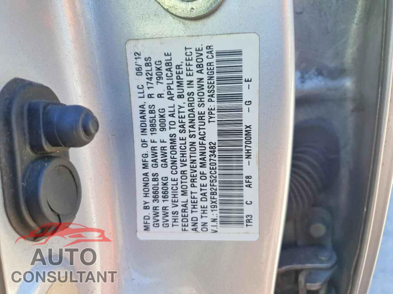 HONDA CIVIC 2012 - 19XFB2F52CE073482