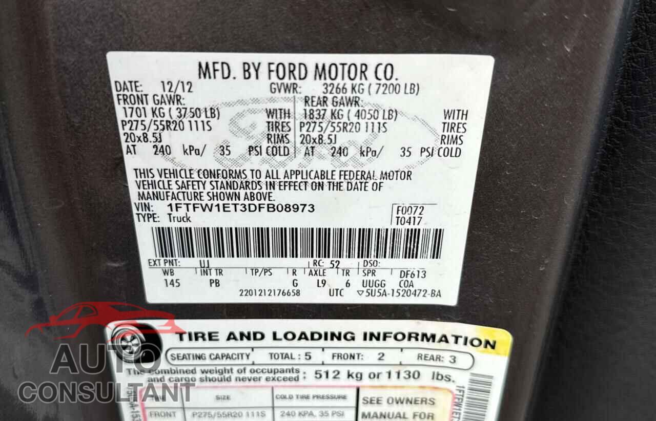 FORD F-150 2013 - 1FTFW1ET3DFB08973