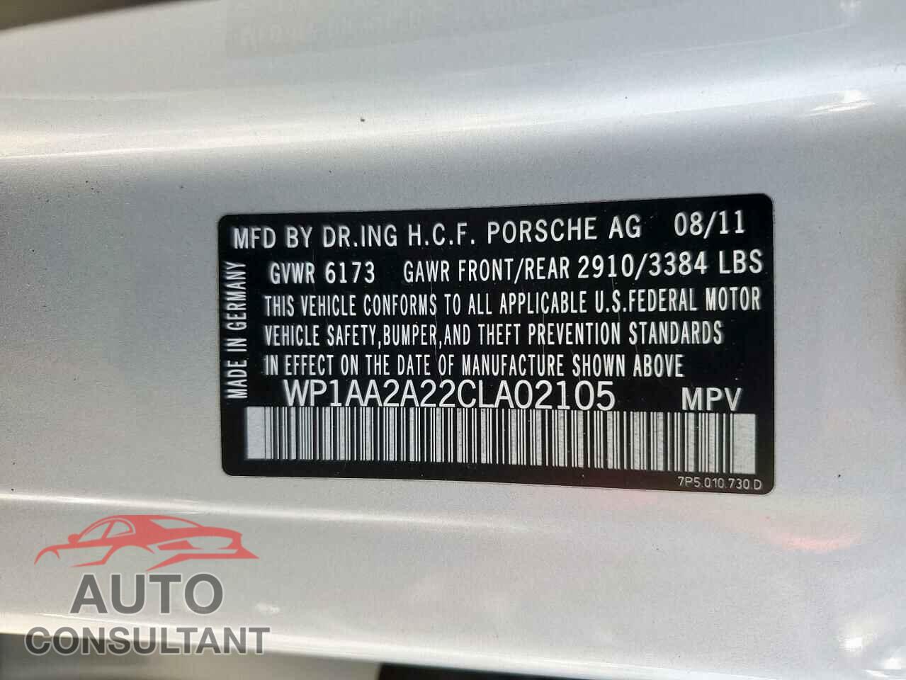 PORSCHE CAYENNE 2012 - WP1AA2A22CLA02105