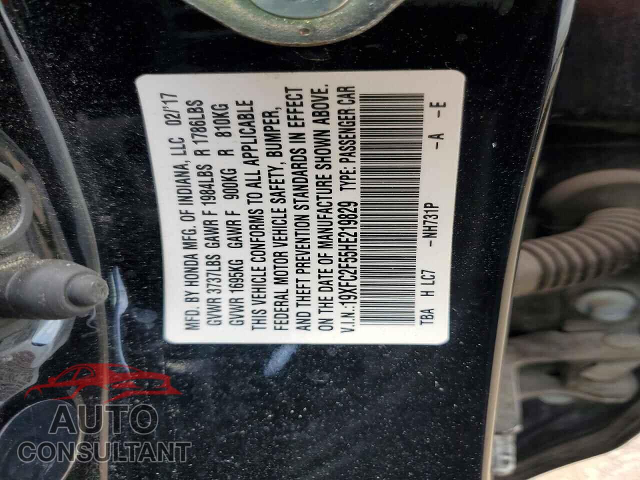 HONDA CIVIC 2017 - 19XFC2F55HE219829