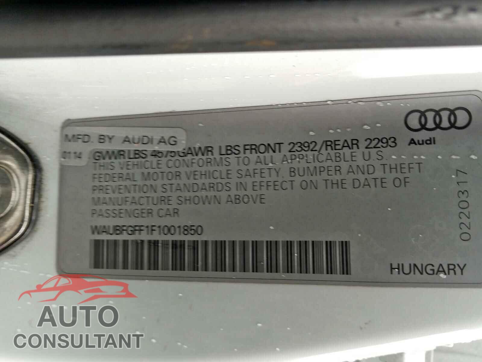 AUDI A3 2015 - WAUBFGFF1F1001850