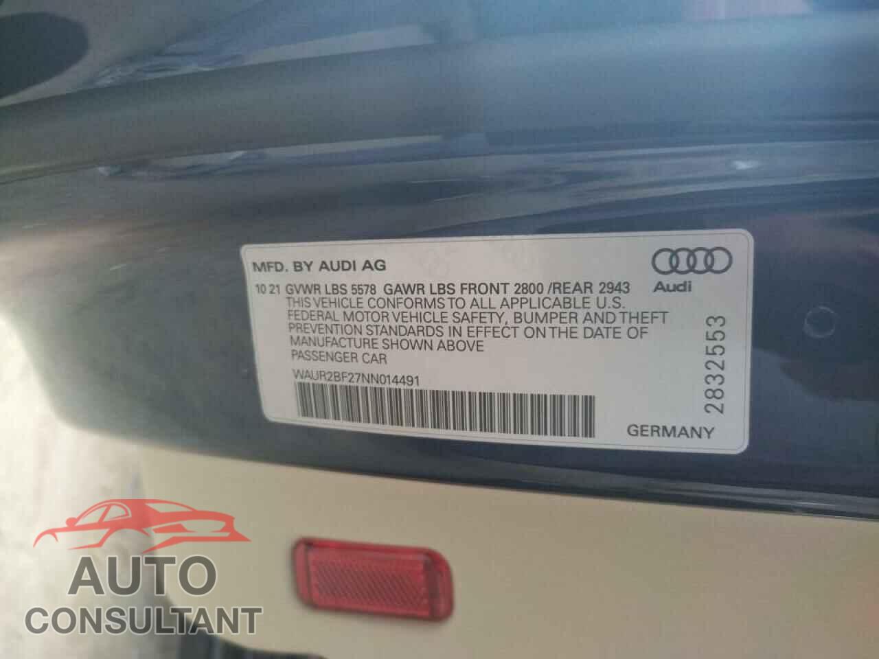 AUDI A7 2022 - WAUR2BF27NN014491